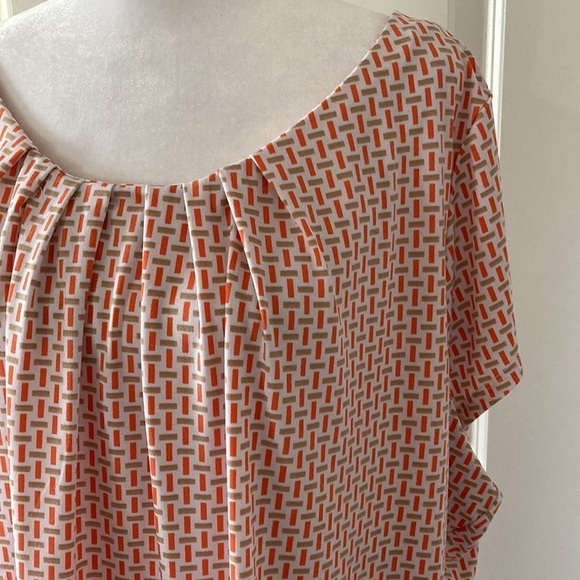 Worthington 3X top cap sleeve white orange tan - Picture 6 of 10